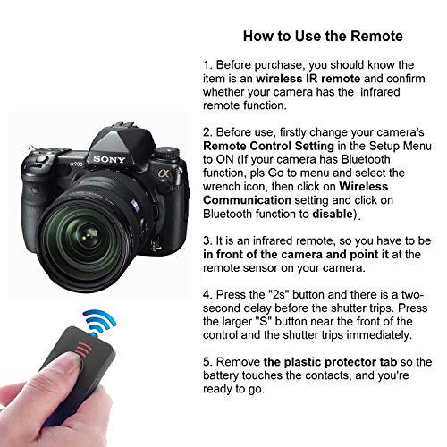image for pangshi IR Wireless Remote Control Compatible with Sony Alpha Camera A