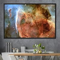 Framed Canvas Wall Art Galaxy Stars Aerial Astronomy & Space Dramatic Global Green Photography Realism Stars - 16x24 inches