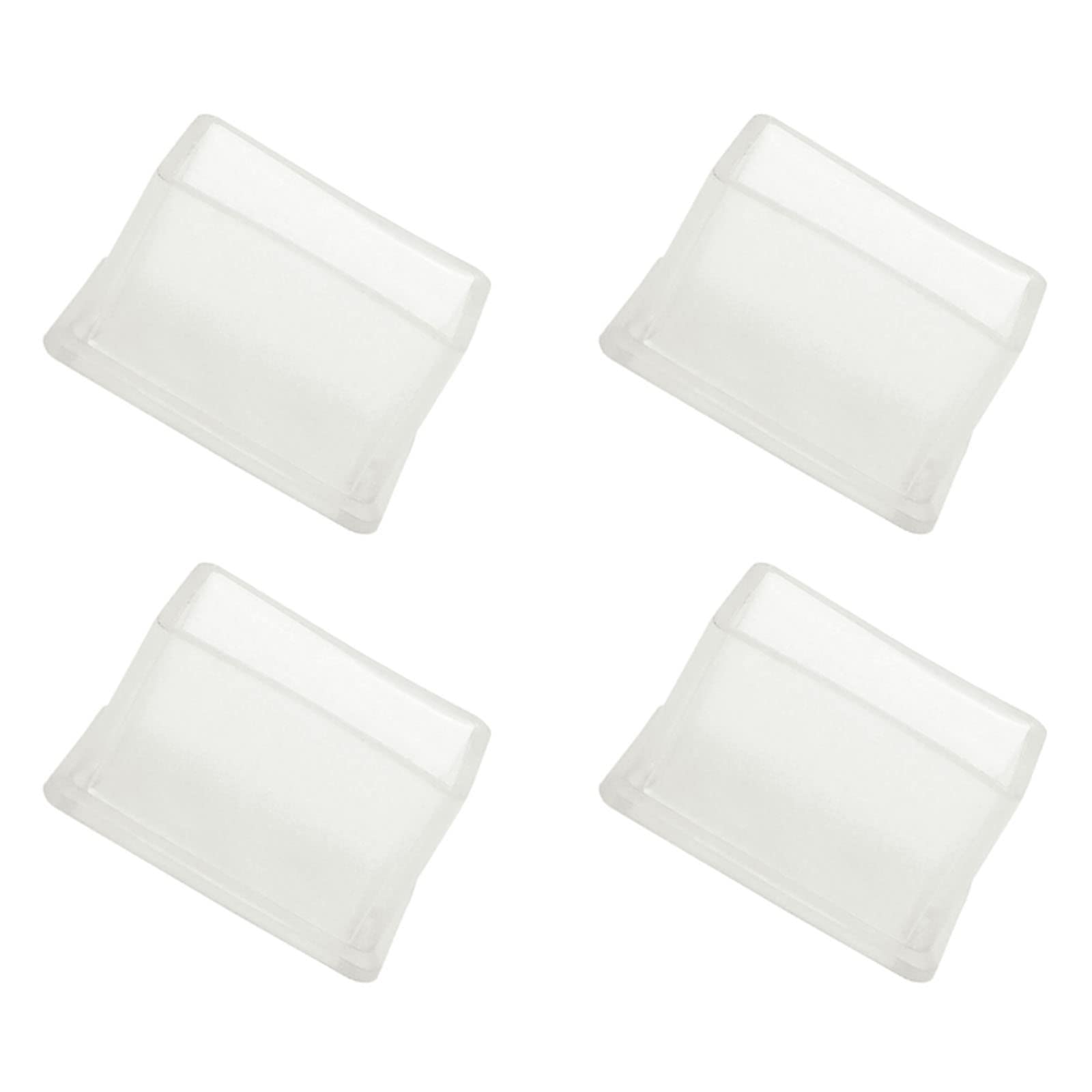 METALLIXITY Chair Leg End Cover (40mm x 20mm) 4Pcs, Rectangle PVC Furniture Feet Caps Floor Protector - for Sofa Table Patio Chairs, Clear
