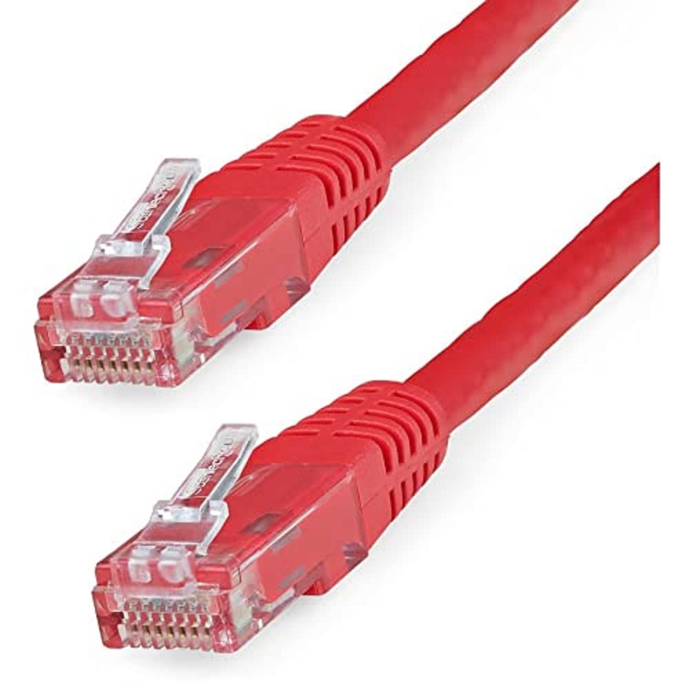 StarTech.com 25ft CAT6 Ethernet Cable - Red CAT 6 Gigabit Ethernet Wire -650MHz 100W PoE RJ45 UTP Molded Network/Patch Cord w/Strain Relief/Fluke Tested/Wiring is UL Certified/TIA (C6PATCH25RD) — image 1