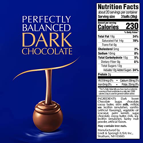 Lindt LINDOR Dark Chocolate Candy Truffles, Dark Chocolate with Smooth