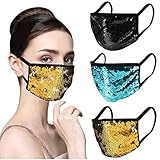 3PCS Bling Sequin Face Cloth Mask Reusable Washable