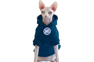 DUOMASUMI Sphynx Cat Clothes Thick Warm Stratch Soft Cat Hoodie Hairless Cat Clothes Cat Vest for Devon,Cornish,Peter Bald, Small Kitten (Large)