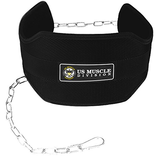 US Muscle Division Dipping Belt Pro Bodybuilding Dip Belt With Chain For Weight Lifting, Tricep