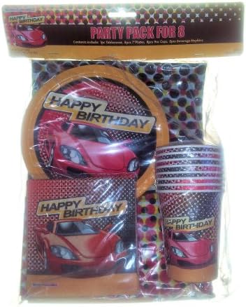 Car Auto Birthday Party Supplies for 8 - Plates, Napkins, Cups & Tablecover