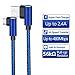 Micro USB 2.0 Android Cable, DECVO Right Angled Fast Charging Cord 90 Degree One-Sided Micro Connector Braid Compatible with Sumsung Galaxy, Nexus, LG, Motorola More -Blue (3 Pack 10 FT)