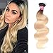 Nadula 10A Brazilian Blonde Body Wave Weave Remy Virgin Human Hair 1 Bundle Body Wave T1b/613# Ombre Blonde Hair Weft Extensions (10inch)