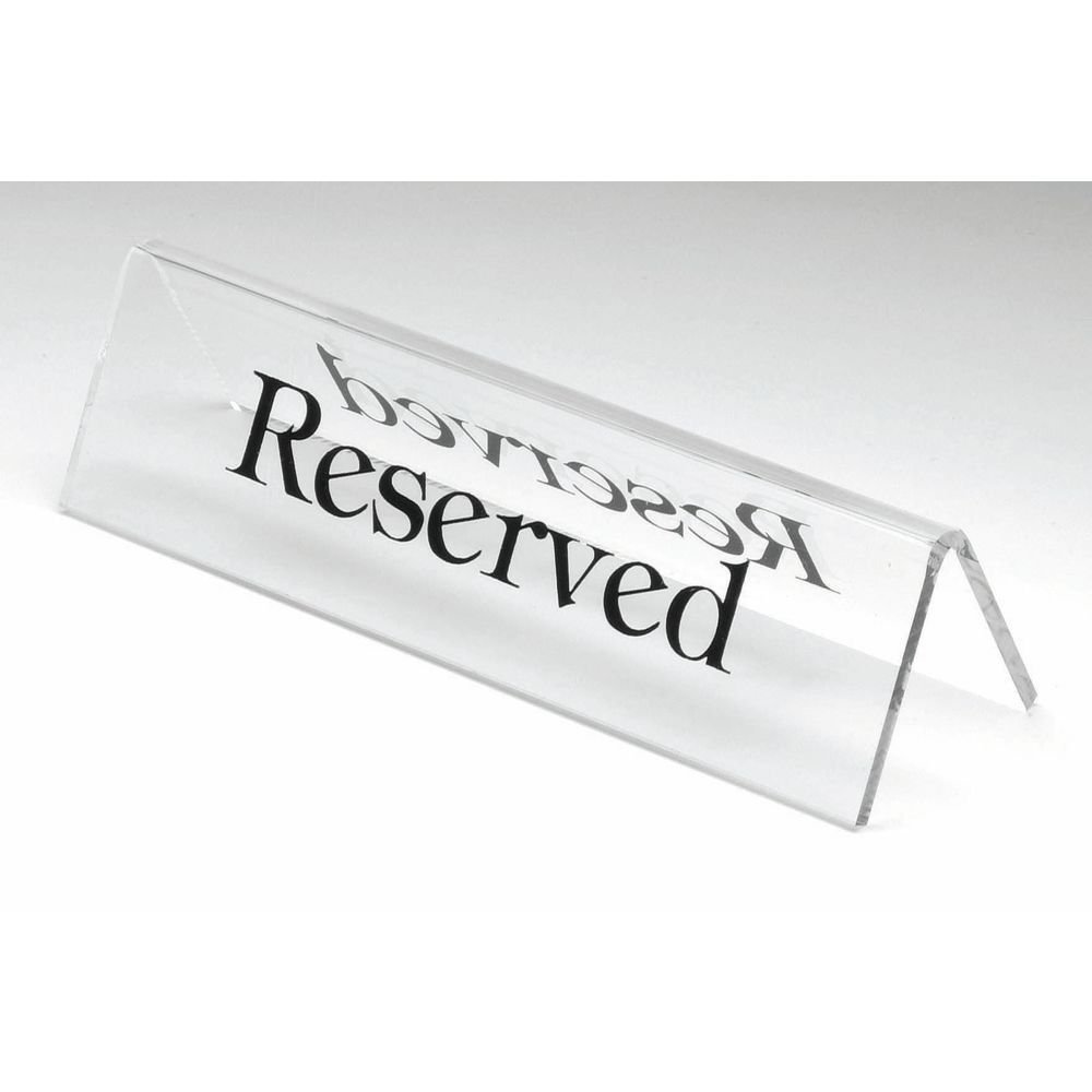 CalMil Clear Plastic Tent Style Table Sign Black Imprint