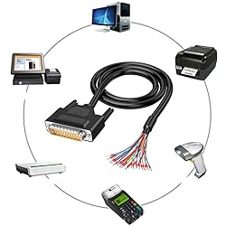 Jienk 6.56Ft 24AWG DB25 Male RS232 25Pin Serial