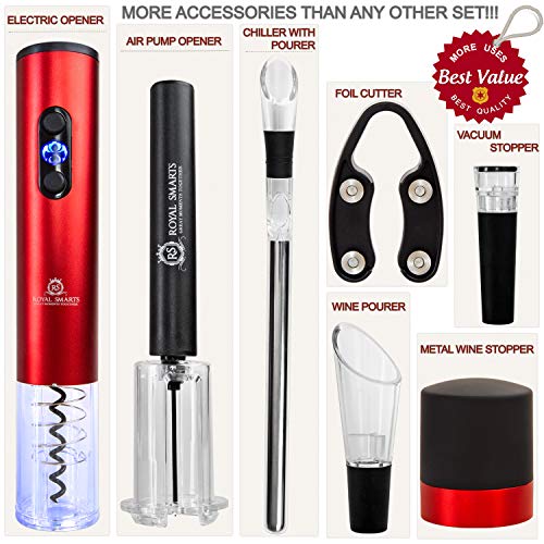Electric Wine Bottle Opener Gift Set 8 Pieces Royal Smarts Automatic Corkscrew Wine Opener