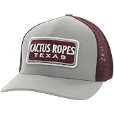 HOOEY Cactus Ropes Flexfit Mesh Back Trucker Hat (US, Alpha, Small, Medium, Grey/Maroon)