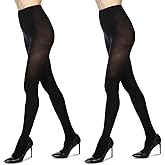 MeMoi 2 Pack Perfectly Opaque Tights, Microfiber Control Top Tights, Comfortable and Lightweight - Sizes Extra Small to Q2