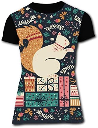 LZQ Tshirt Women 100% Cotton New Slim fit T-Shirts 3D Custome With Squirrel For Women