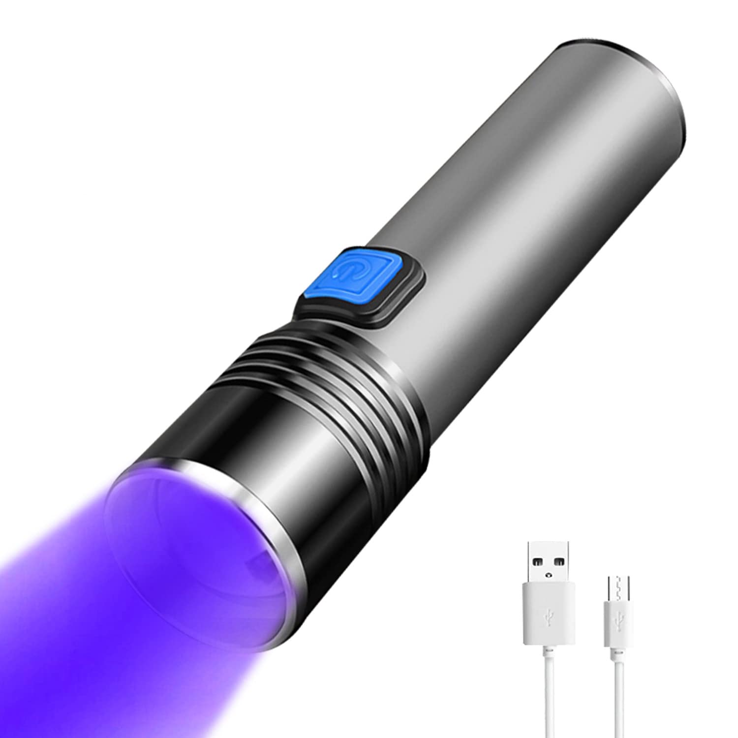 YZYOE 395nm UV Black Light Flashlite，Rechargeable Black Light Flashlight Mini，3 Mode High Low Strobe,Dry Stains, Scorpion Detection, Detecting Banknotes.