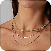 ASCOMY Necklaces for Women Dainty Necklace14K Gold/Silver Plated Sparkling Twist Rope Silver Necklaces Herringbone Figaro Shiny Cubic Zirconia Pendant CZ Cross Choker Necklace Jewelry Gift for Her