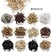 SEGO Tousled Updo Messy Bun Hair Piece Scrunchies Synthetic Wavy Bun Extensions Rubber Band Elastic Scrunchie Chignon Instant Ponytail Hairpiece for Women -Mixed Bleach Blonde