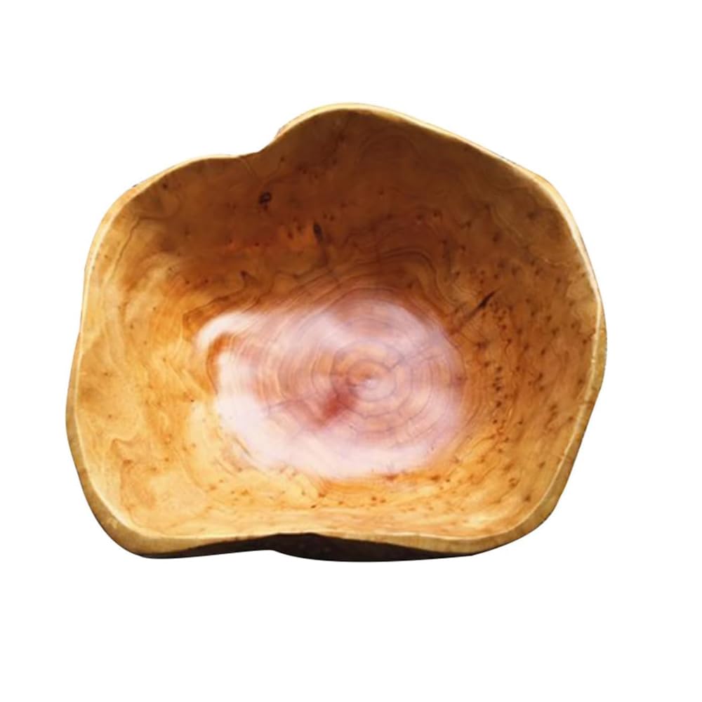 Oriental riverkit Natural Wood Fruit Bowl for Distinctive Decor, Irregular Creative Wood Bowl, Handmade Serving Wooden Fruit Bowl for Kitchen Counter (25-29 cm)