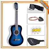LAGRIMA 38 inch Beginner Acoustic Guitar Starter Kit Kids Adult with Guitar Case, Strap, Tuner & Pick Steel Strings (Blue)