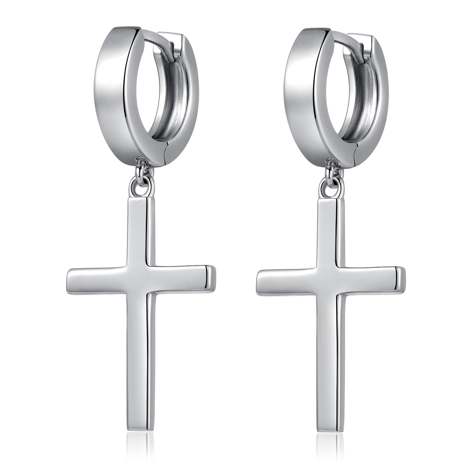 Cross Earrings 925 sterling silver Cross Hoop Huggie Dangle Drop Earrings Hypoallergenic Jewelry for Women Men