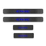 For Honda Civic Door Sill Protector Reflective 4D Carbon Fiber Sticker Door Entry Guard Door Sill Scuff Plate Stickers Auto Accessories 4Pcs Blue
