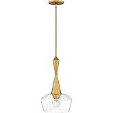 Hinkley Bette Collection 12.5" One Light Pendant, Heritage Brass w/Clear Seedy Glass