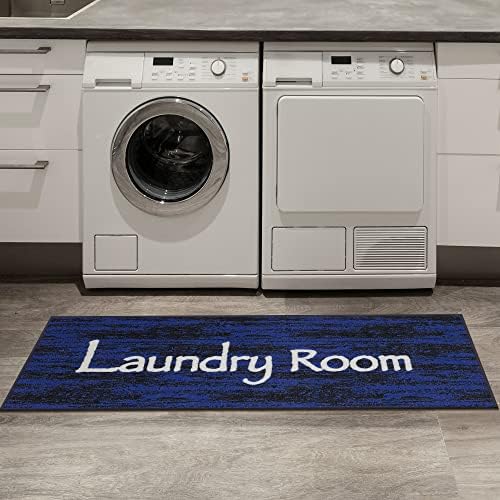 Ottomanson Laundry Collection NonSlip Rubberback Laundry Text Design