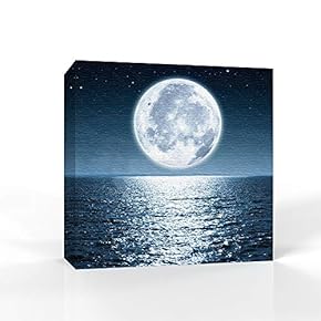 Moon Illuminating The Blue Ocean Home Artwork for...