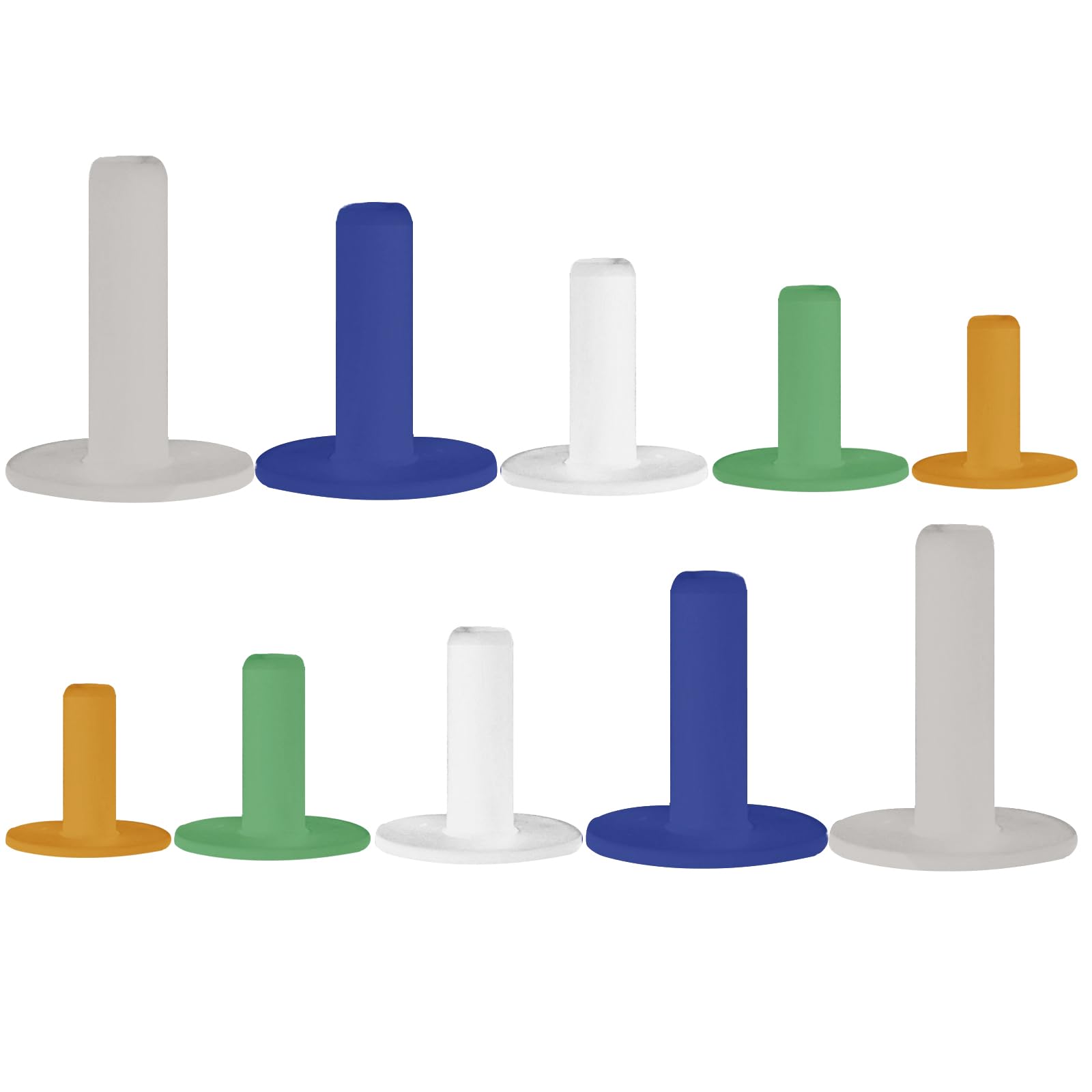 Golf Rubber Tees Driving Range Mixed Size Color 5 10 Count, Premium Golf Tee Practice Training Long Short Professional Durable Portable Lightweight Frictionless (10 Pcs-Mixed Color)