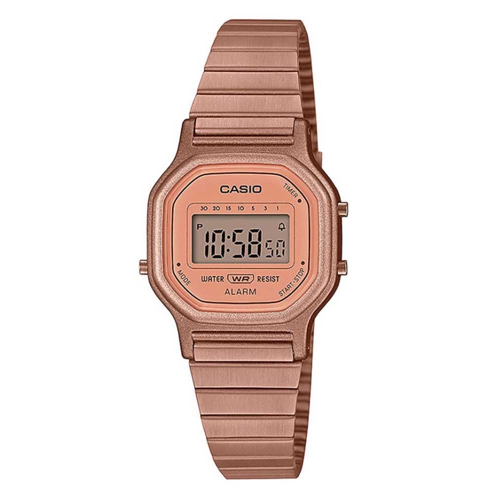 Casio Ladies 26.00mm Quartz Watch with Rose Digital dial and Rose Gold Metal Bracelet Strap LA-11WR-5AEF