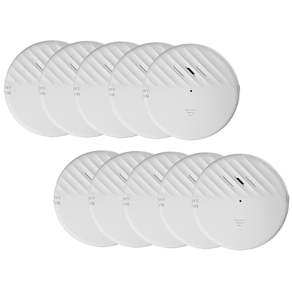 Lancoon Door Window Vibration Sensor Alarm White 10 Packs 125dB Loud Slim Glass Break Burglar Detector with Adjustable Sensitivity LED Indicator Light for Home Office Security