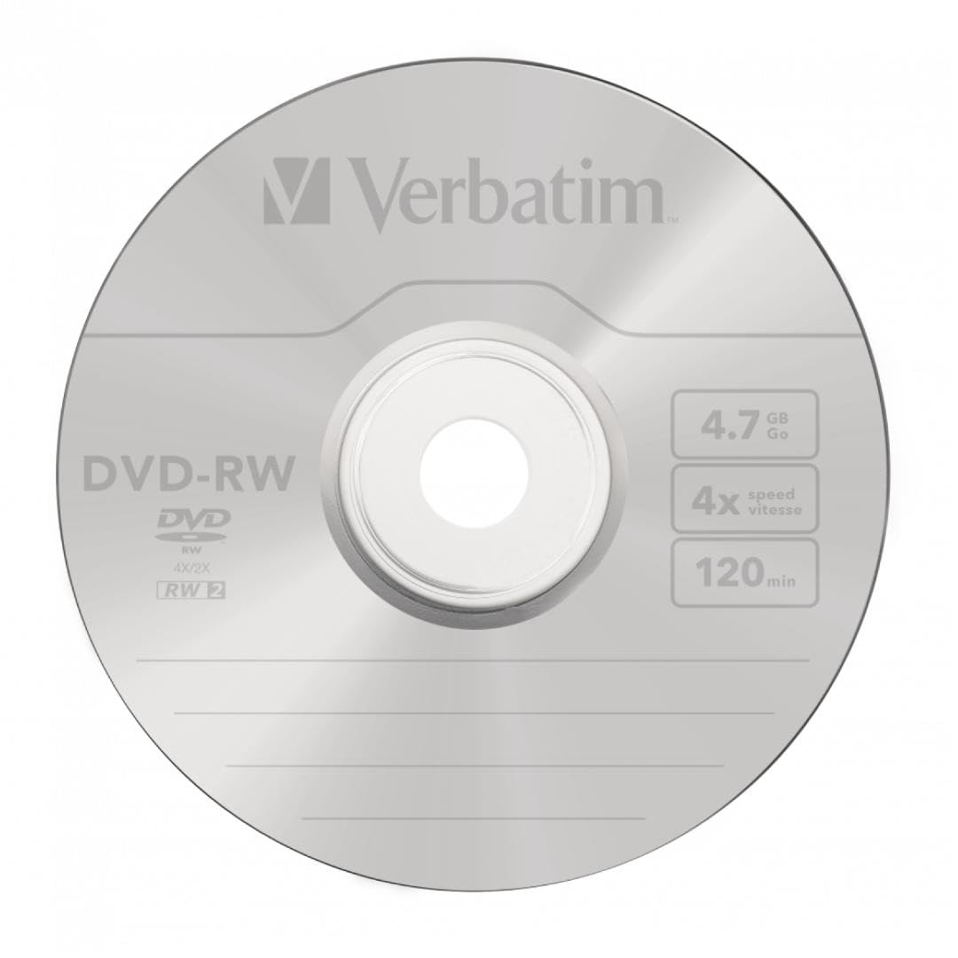 Verbatim DVD-RW 4.7GB 120Min Up to 4X Blank Discs Rewritable Up to 1000 times – 30 Pack Spindle