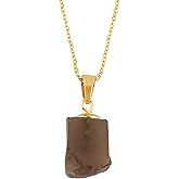 NJCRAFT Raw Gemstone Pendant Necklace for Women |Natural Healing Crystal Rough Pendant 15–25 Carat | 8–14 mm Stone |Gold Plated Chain 16+2 Inch Adjustable | Gift Jewelry