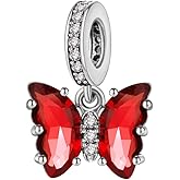 Butterfly Charms for Bracelets, 925 Sterling Silver Butterfly Dangle Charms for Charm Bracelets and Necklaces with Multicolor 5A Cubic Zirconias, Birthday Mothers Valentines Day Jewelry Gifts for Women