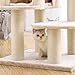 FEANDREA Cat Tree, Cat Tower with XXL Plush Perch, Basket Lounger Cat Condo with Adjustable Units, Cat Toys, Extra Thick Posts Completely Wrapped in Sisal, Beige UPCT01M