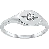 Lux Salve Jewelry Bethlehem Star Signet Ring in Sterling Silver Size 6