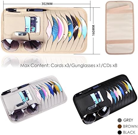 車用 サンバイザーケース 高級本革cdディスク収納 収納ホルダー 8枚cd 駐車券 小銭 領収証 ペン カード収納 小物入れ グレー Hitcar製 B06xbytpcb 595円 大人気 New Arrival 最安値挑戦 年中無休 高品質 通販