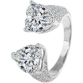 yuruyi Plated Silver Stackable Rings for Women, Adjustable Twist Eternity Bands with Cubic Zirconia Thumb Stacking Wedding Jewelry Band Promise Rings for Women