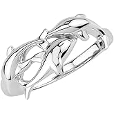Silvershake White Gold Plated 925 Sterling Silver 3-Dolphins Sealife Casual Ring Jewelry for Women