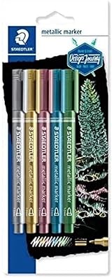 Staedtler 8323-S BK5 Metallic Markers Assorted Colours Pack of 5