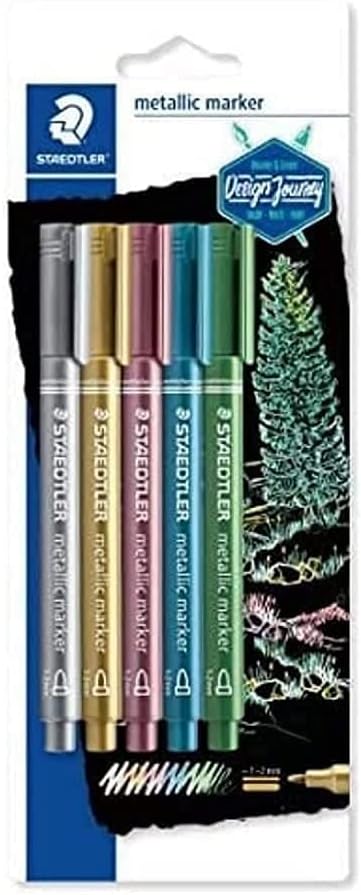 Staedtler 8323-S BK5 Metallic Markers Assorted Colours Pack of 5