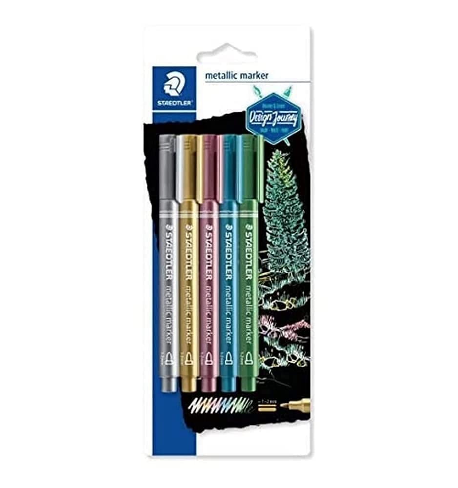 STAEDTLER 8323-S BK5 Metallic Markers - Assorted Colours (Pack of 5)