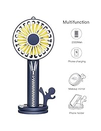 Kaome Mini Handheld Fan, Portable Personal Hand Fan with Multifunction Base, USB Fan Powerful Rechargeable Battery Operated Desk Table Fan, 3 Speed Settings, Ideal for Home Office Outdoor Travel