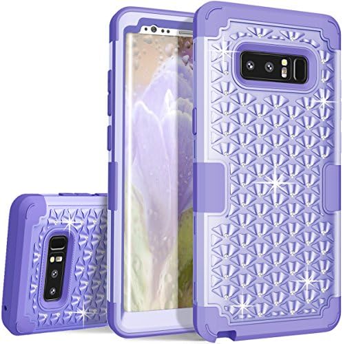 Note 8 Case, Samsung Galaxy Note 8 Case, PSRAT Studded Rhinestone Premium Hybrid Full-body Protective Cover, 3in1 Shockproof Hard PC+ TPU Bumper anti-scratch Armor Case for Galaxy Note8(2017) - Purple