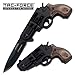 TAC Force TF-760BGY Revolver-Style Assisted Opening Folding Knife, Black Blade, Black/Grey Handle, 4-1/2-Inch Closed