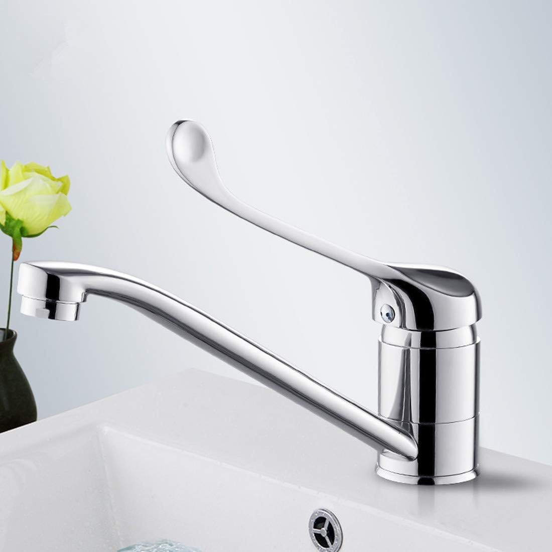 Kitchen Sink Tap MOCHUAN Single-Handle Kitchen Mixer Taps Sink Faucet Monobloc Swivel Spout High Pressure Brass Chrome Finish