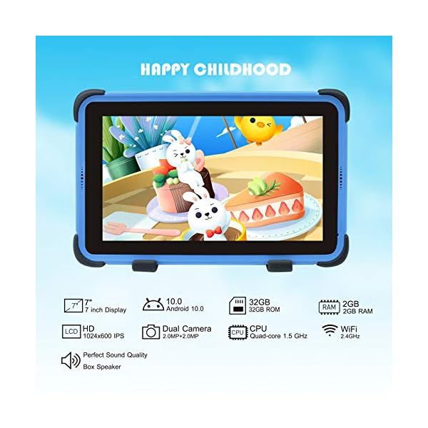 Kids Tablet 7 inch Android 11 Tablets for Kids, 32GB ROM IPS HD Display Toddler Tablet with WiFi Dual Camera Childrens…
