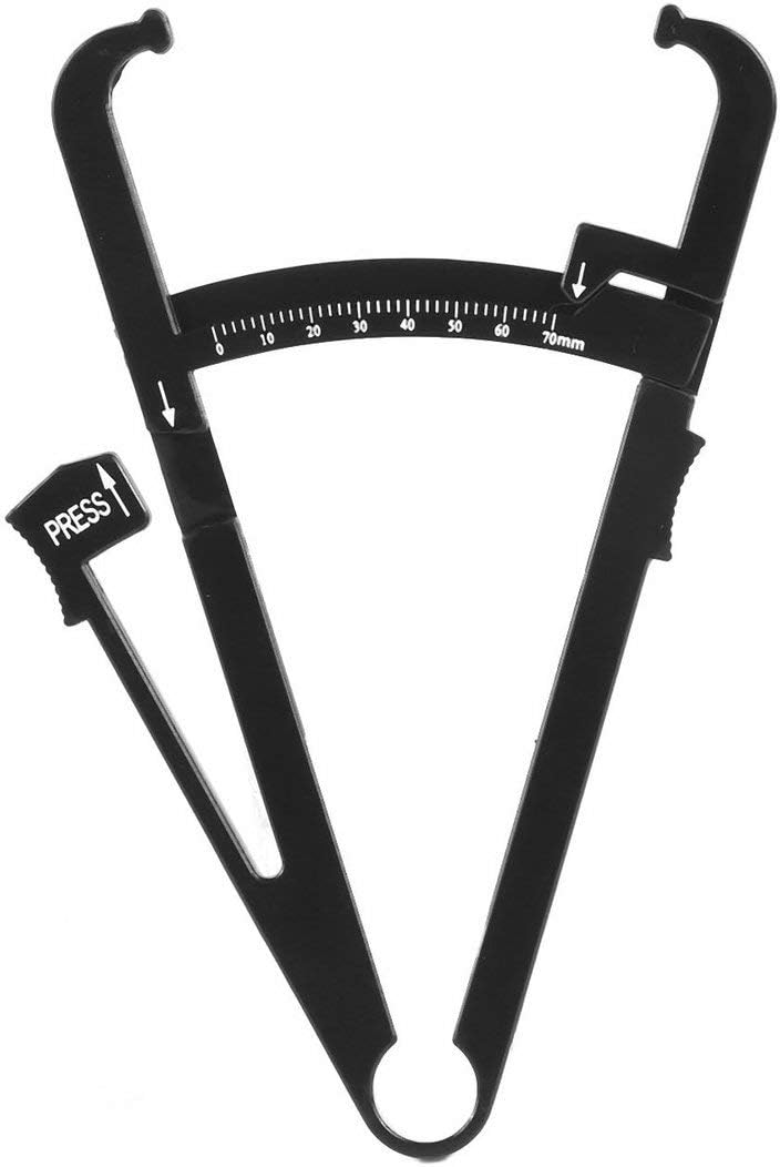 Caroline Philipson Body Fat Caliper Mass Measuring Body Skinfold Measurement Health Care Tools Tape Tester Fitness Weight Loss Round Black