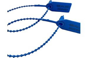 Duebass 500 Pack Pull Tie Plastic Seal Security Tags Truck Shipping Seals Numbered Zip Ties for Fire Extinguishers 250mm (Blue)