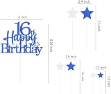 Pargleev 16th Glittery Royal Personalised Birthday Cake Topper Blue view 2