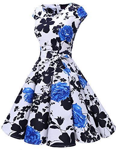 DRESSTELLS dames jurken 1950s Vintage Kap mouwen Rockabilly Jurken Hepburn stijl cocktailjurken - Image 3